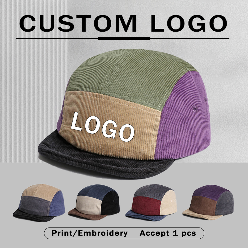Corduroy Cap 5 Panel - Casquettes de baseball rétro en velours