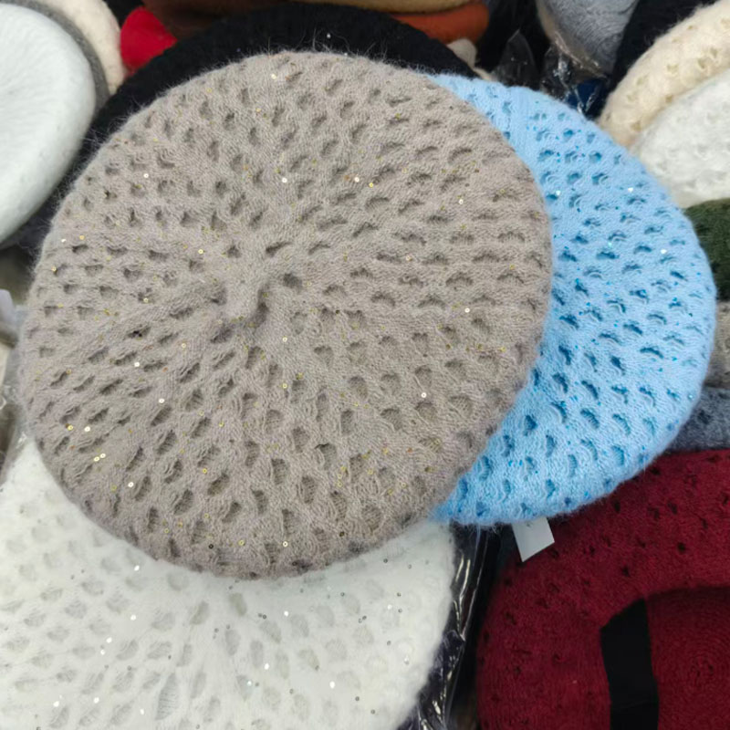 Beret French Wool - Nouveau béret tricoté ajouré pour femme